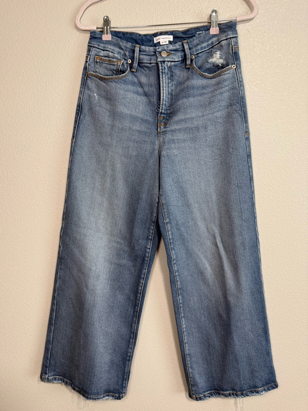 Good American High Rise Palazzo Crop Jean